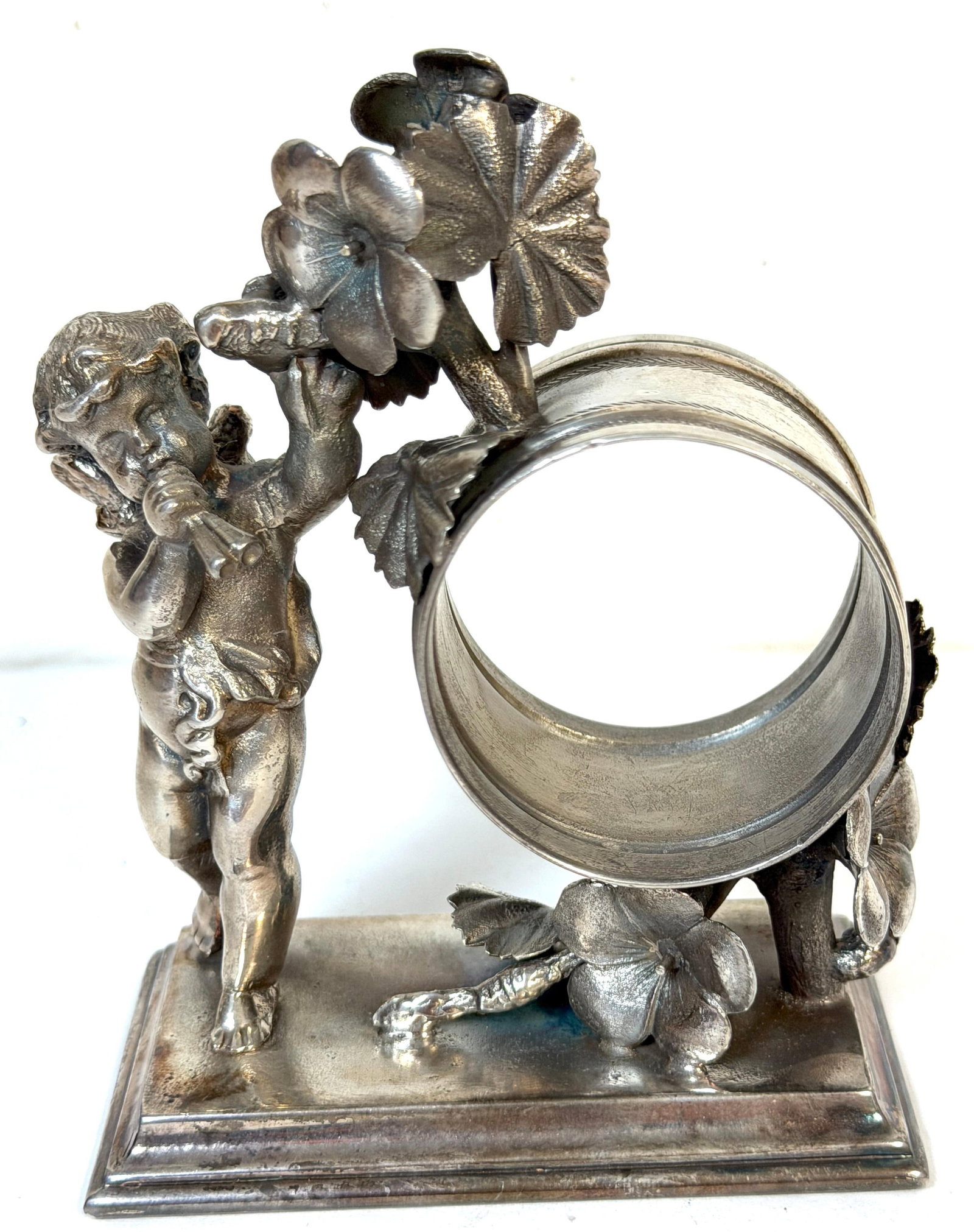 Victorian Figural Silver- Plated Cherub Napkin Ring by Simpson, Hall & Miller - 2