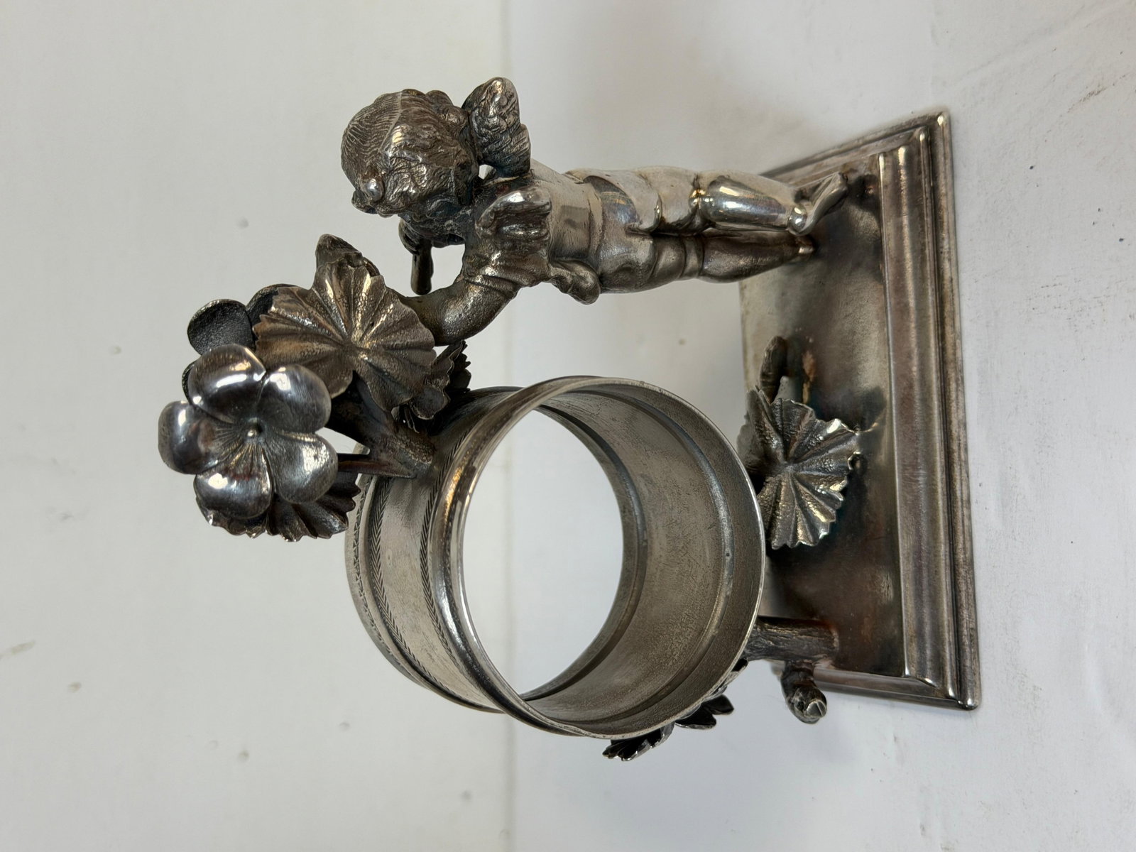 Victorian Figural Silver- Plated Cherub Napkin Ring by Simpson, Hall & Miller - 7