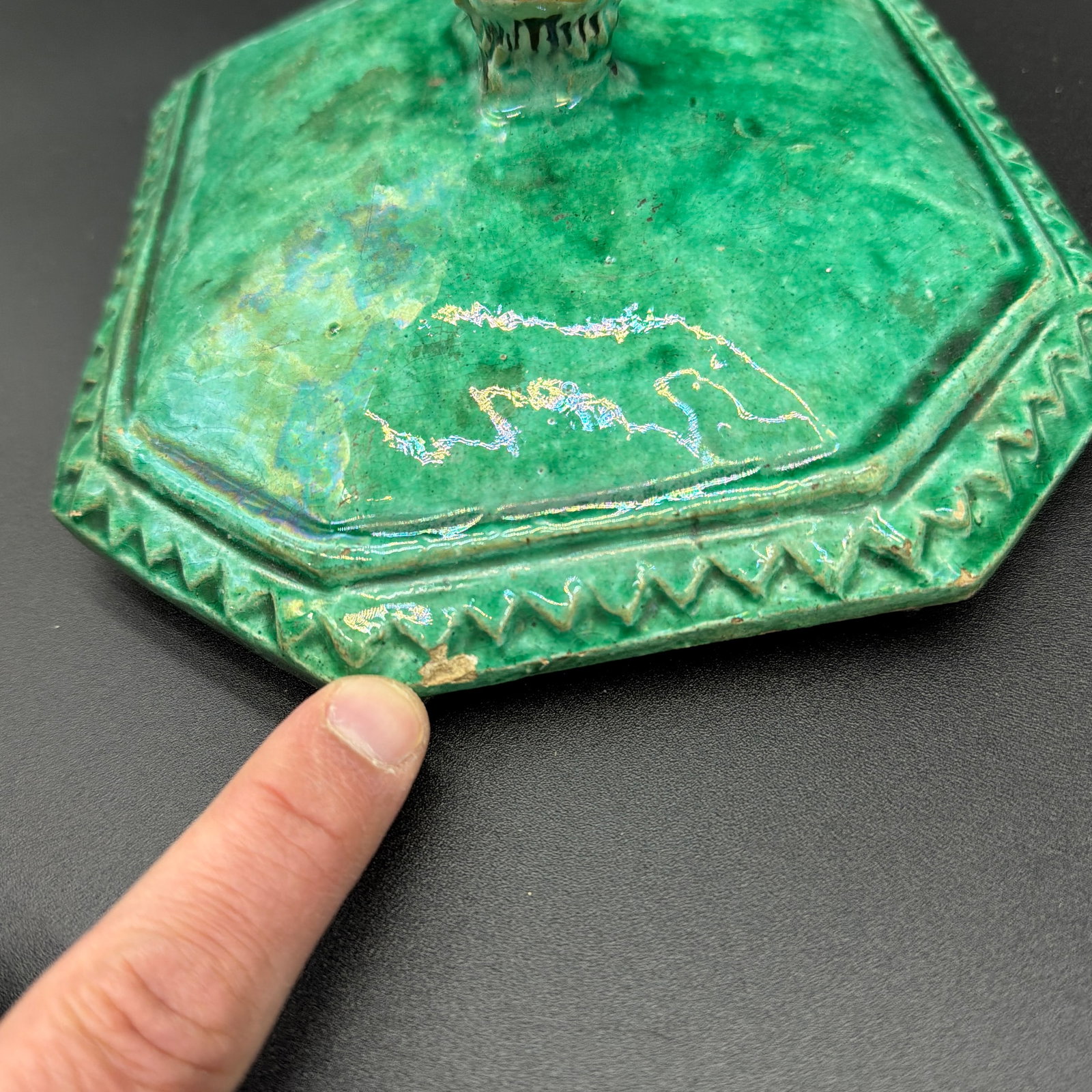 Antique Chinese Sancai Glazed Porcelain Tureen Lids With Foo Dog Finials - a Pair - 9