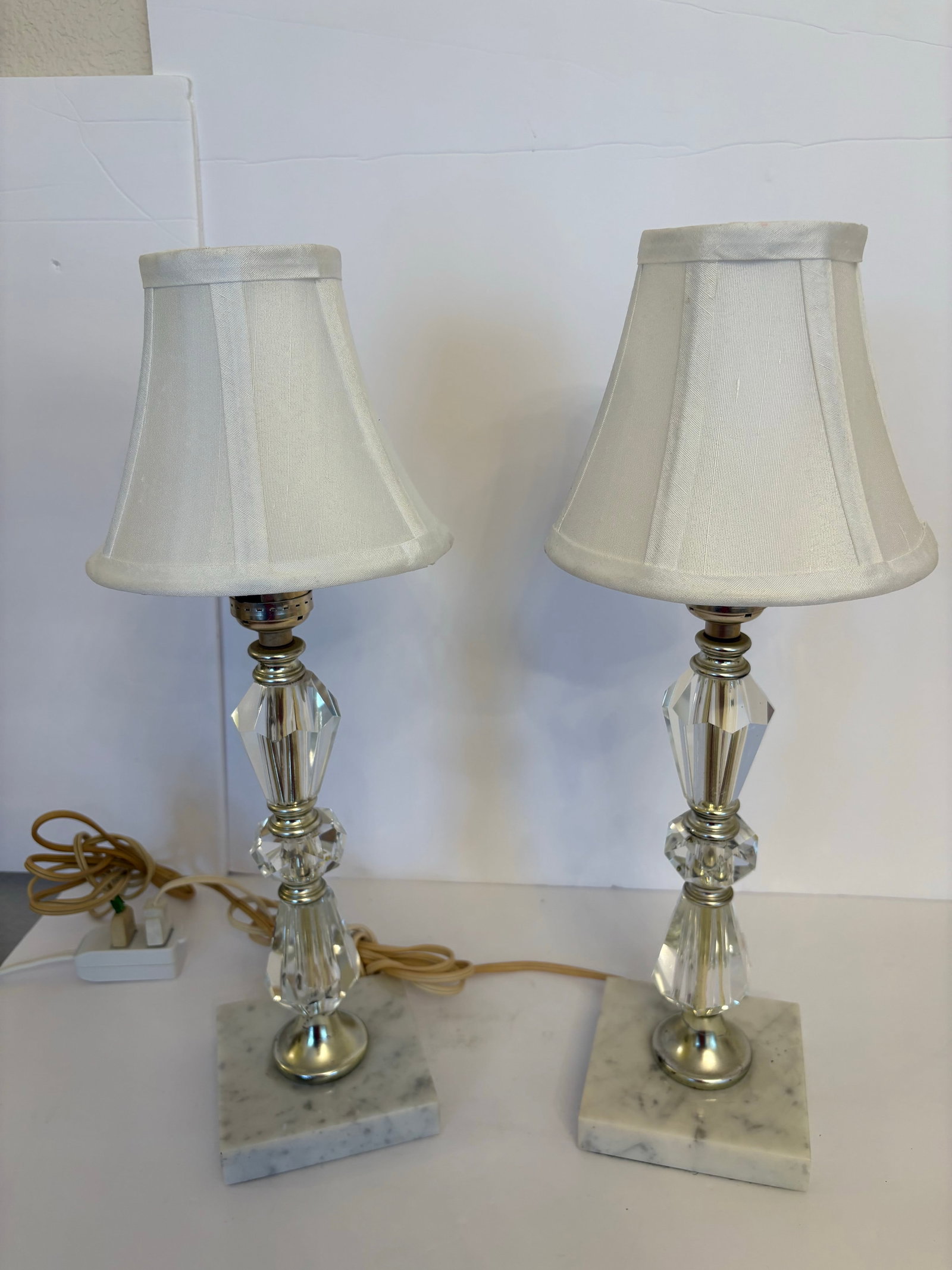 1940s Hollywood Regency/Art Deco Marble Base Boudoir Lamps - a Pair - 2