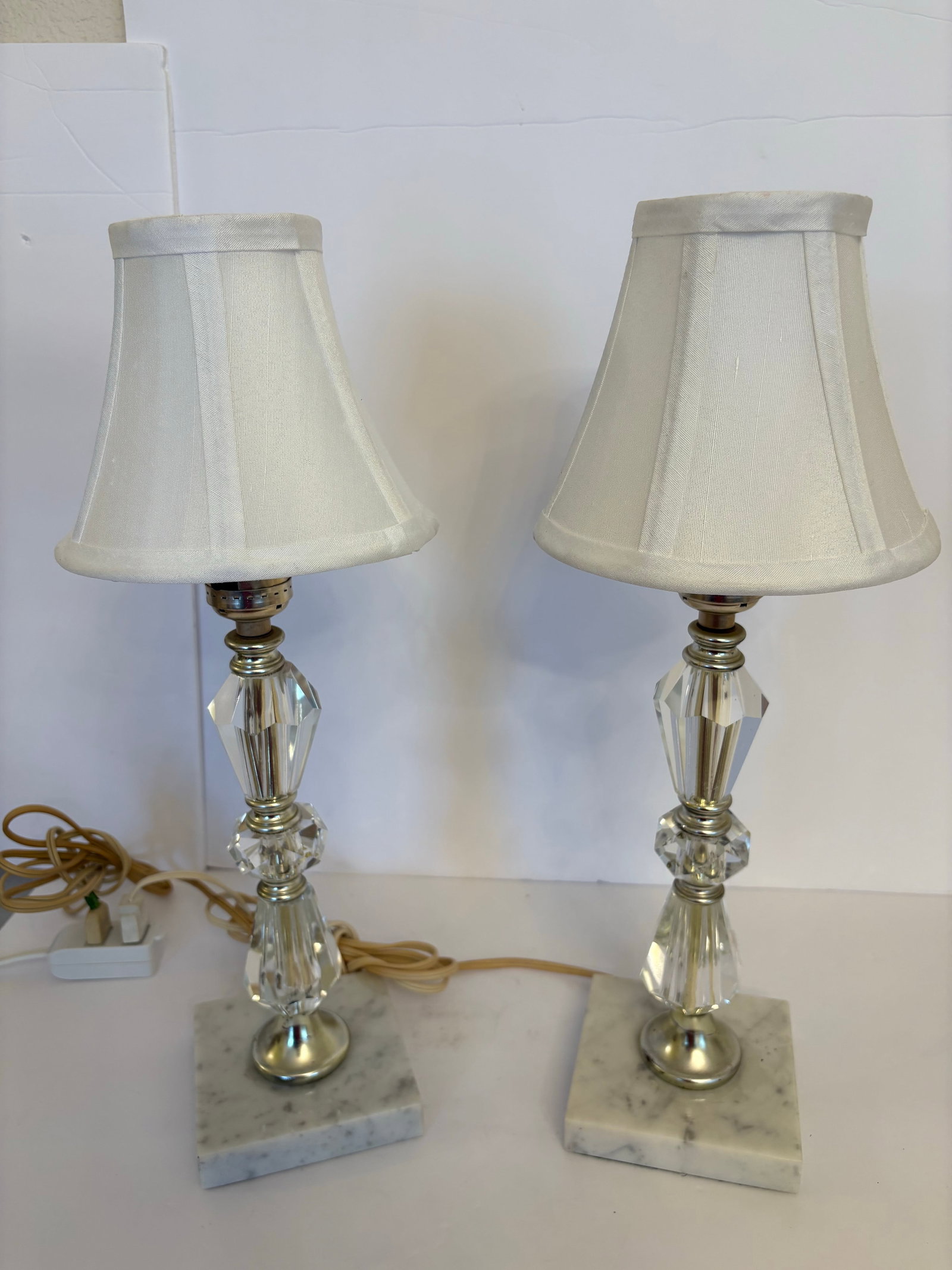 1940s Hollywood Regency/Art Deco Marble Base Boudoir Lamps - a Pair - 4