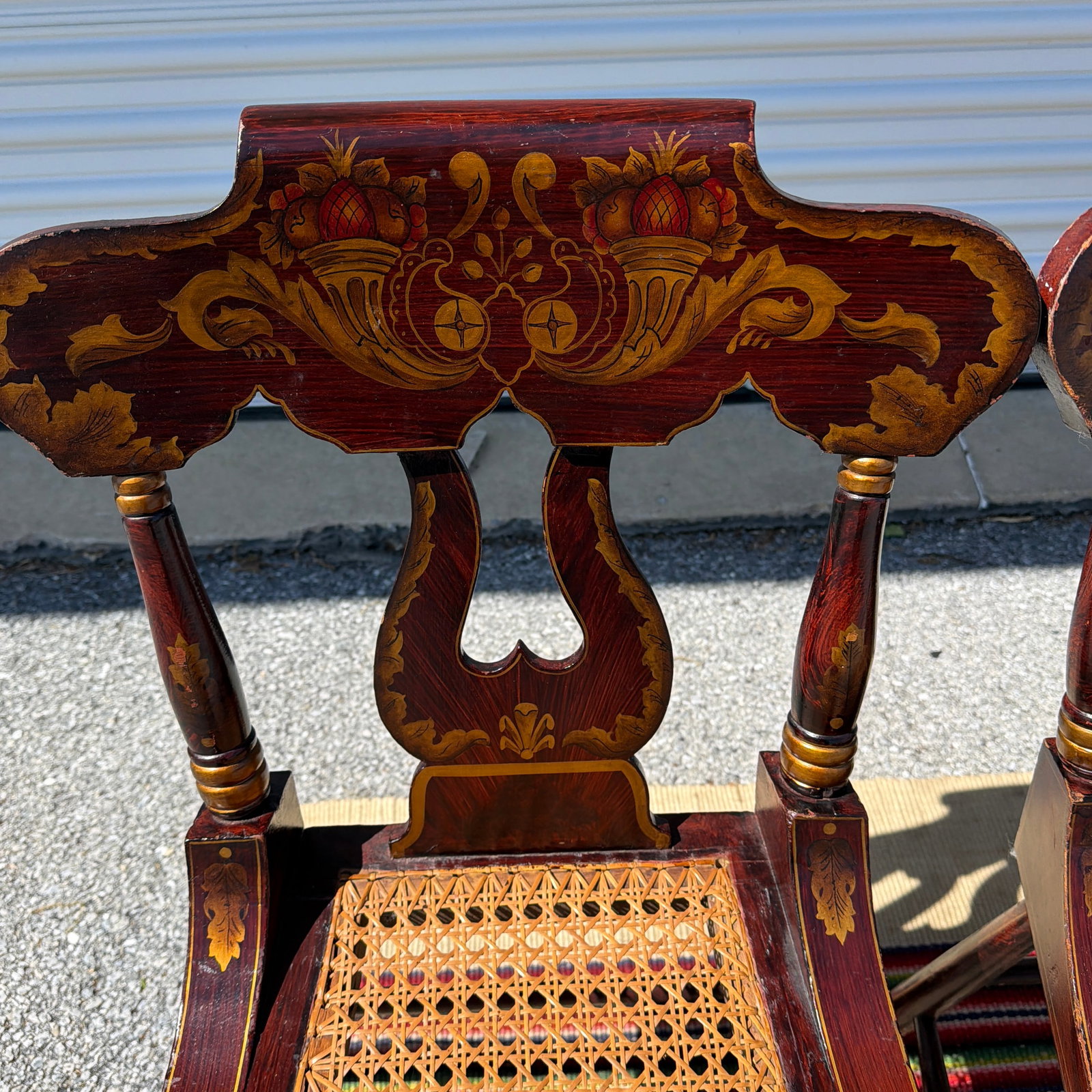 Antique Set of Four Federal Baltimore Style Paint Decorated Cane Seat Chairs, Circa 1820s - 7