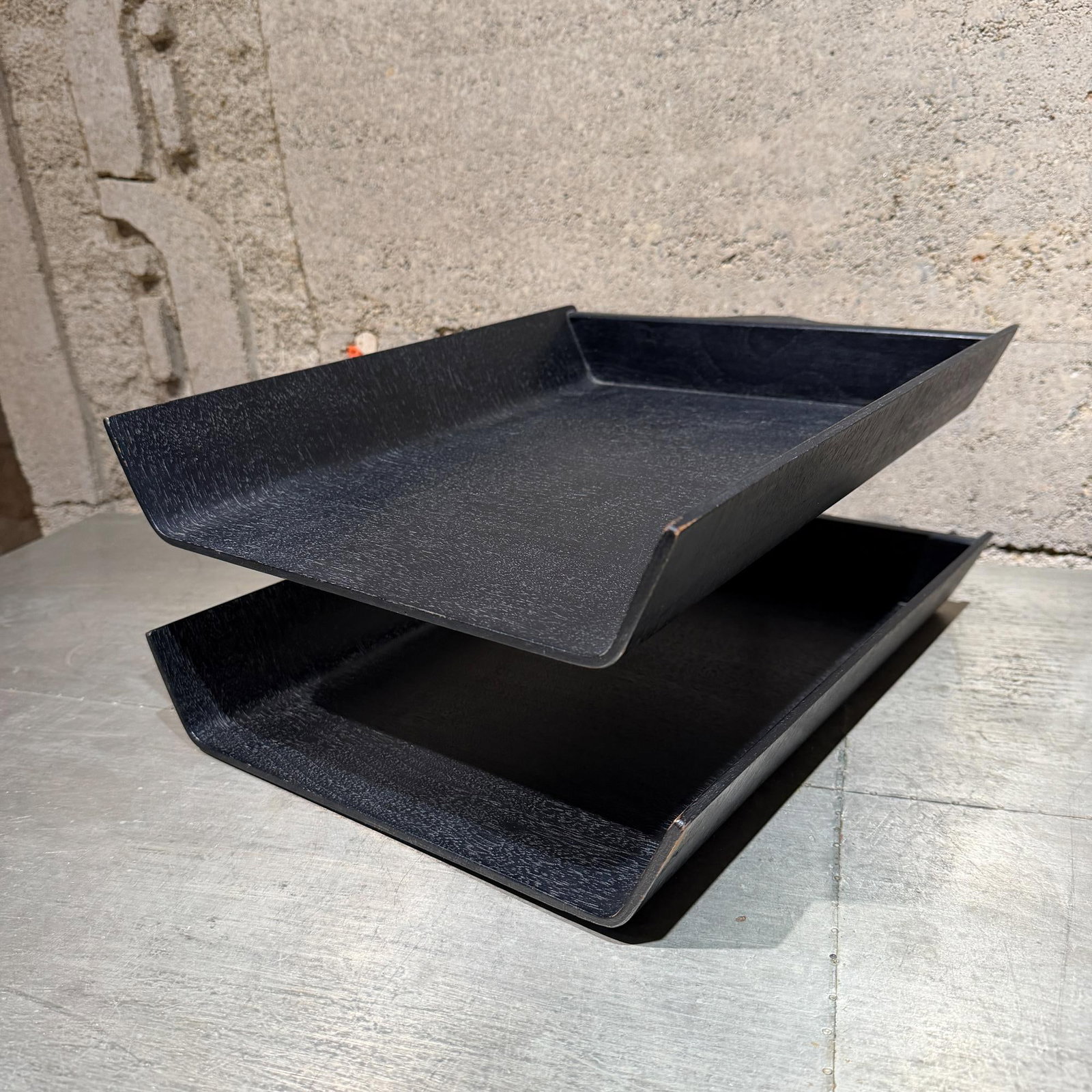 Desk Accessory Designed by Florence Knoll Two-Tier Paper Tray Ebony - 2
