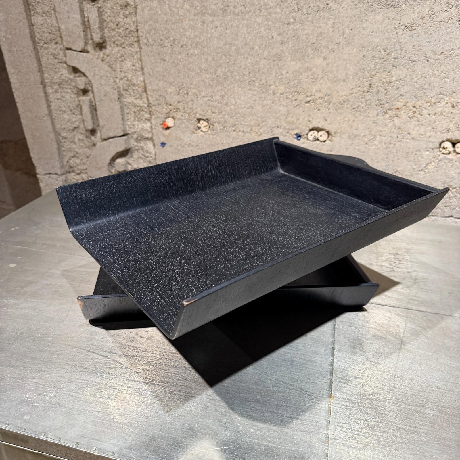 Desk Accessory Designed by Florence Knoll Two-Tier Paper Tray Ebony - 4