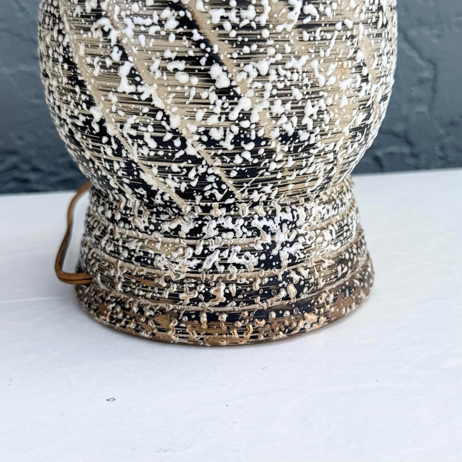 Mid Century Modern Splatter Glazed Swirl Table Lamps - A Pair - 7