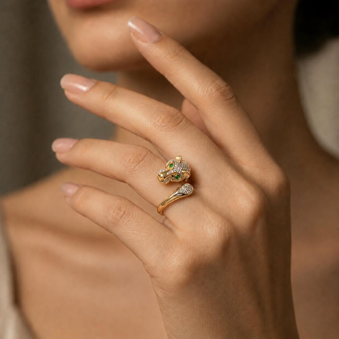18k Panther Ring, Size 6.5 - 2