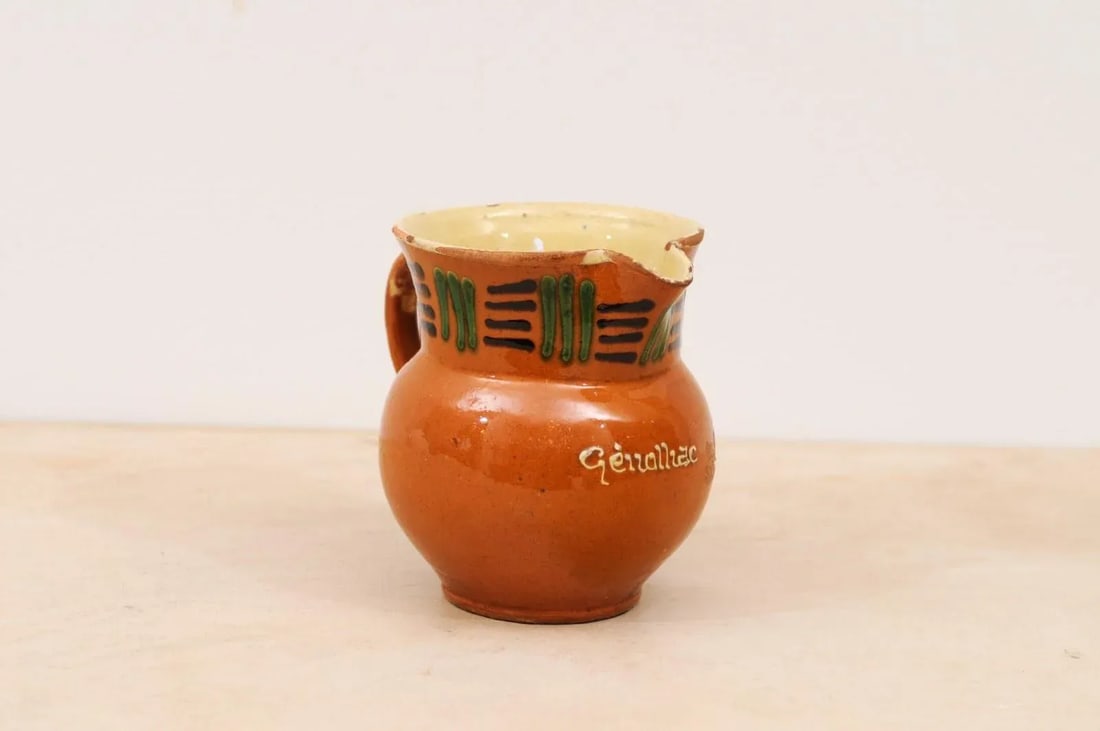 French 19th Century Terracotta Pitcher from Génolhac with Russet Colored Glaze - 2