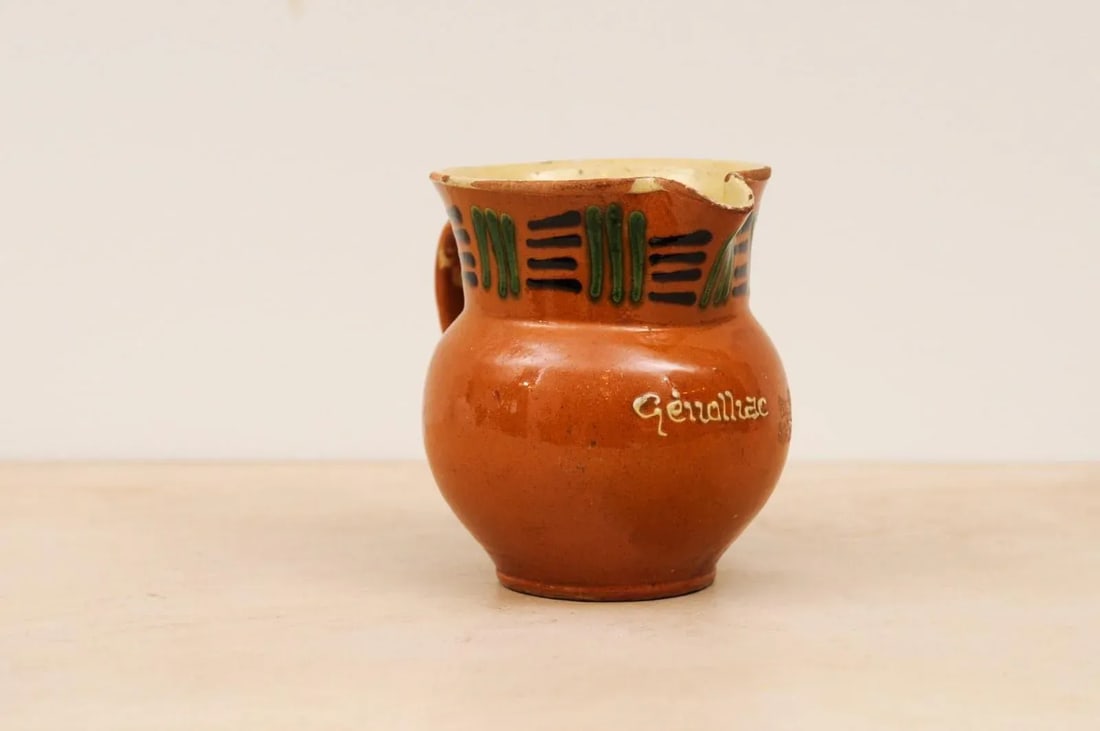French 19th Century Terracotta Pitcher from Génolhac with Russet Colored Glaze - 4