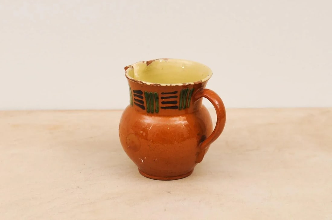 French 19th Century Terracotta Pitcher from Génolhac with Russet Colored Glaze - 7