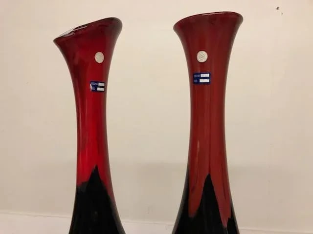 1990s Tall Blown Glass Vases - a Pair - 6