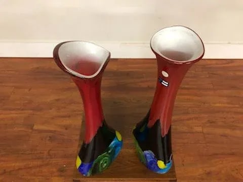 1990s Tall Blown Glass Vases - a Pair - 7