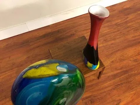 1990s Tall Blown Glass Vases - a Pair - 8