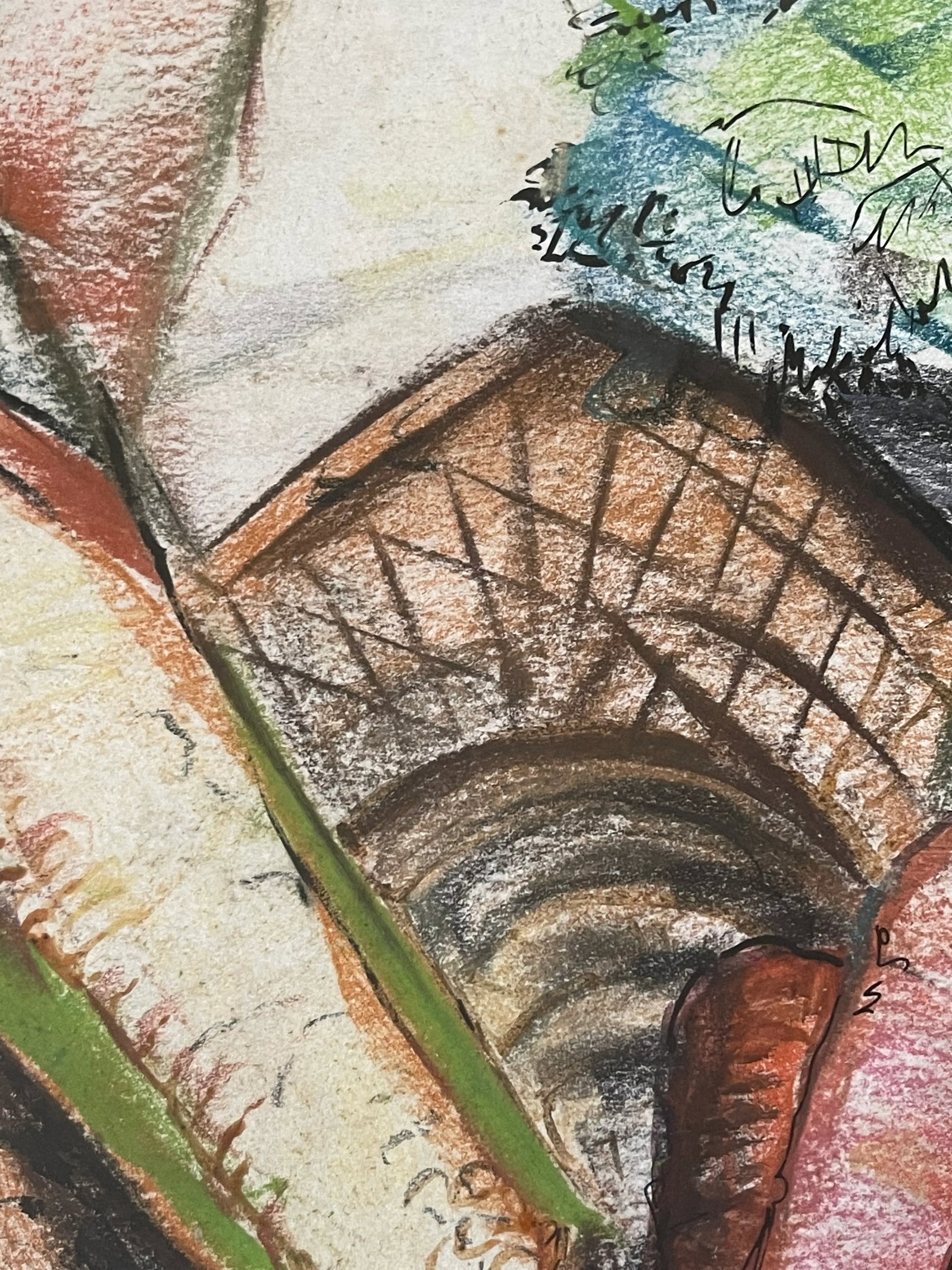 Original 1955 Still Life by William Oberman – Colored Charcoal, Framed - 7