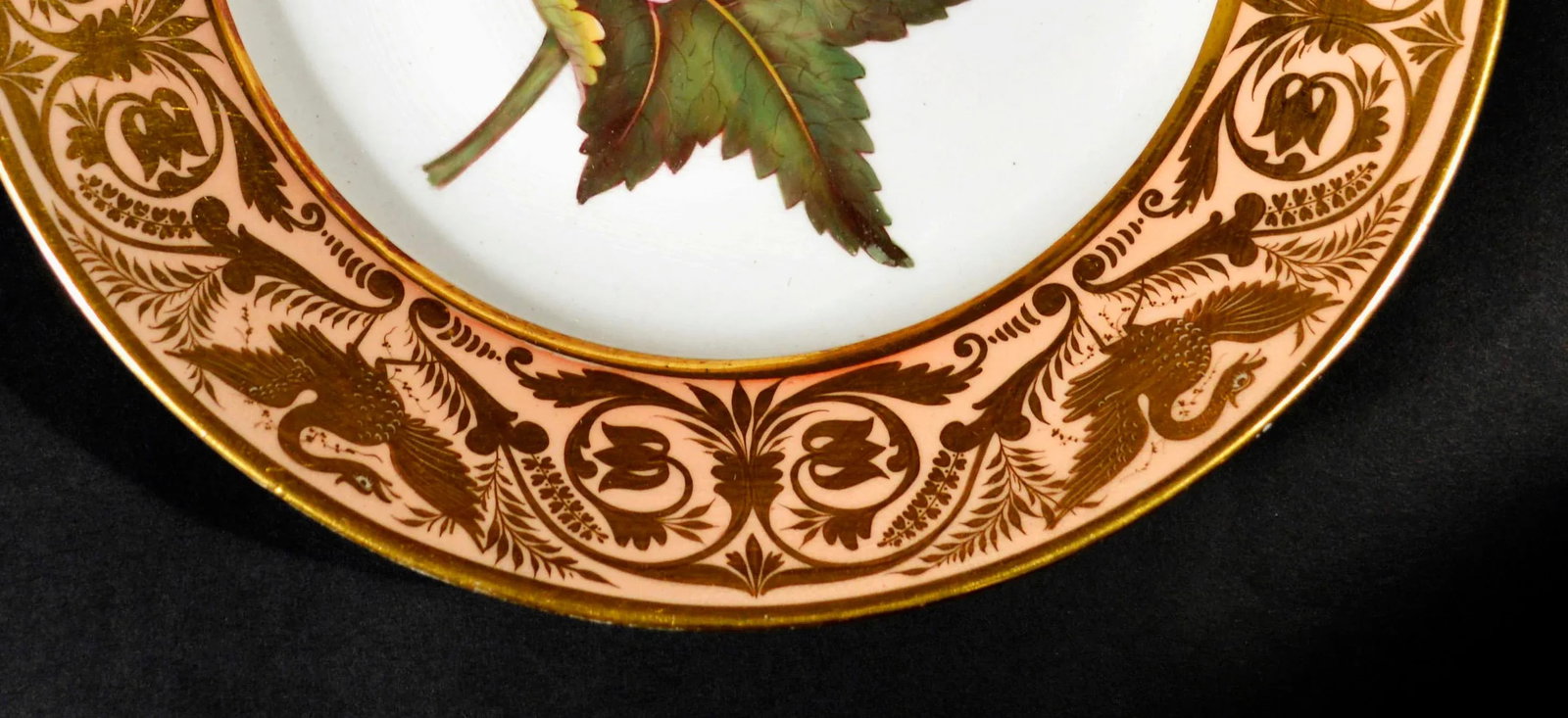 Antique Derby Porcelain Salmon Ground Plate, a Marsh Hibiscus, by John Brewer After William Curtis - 2
