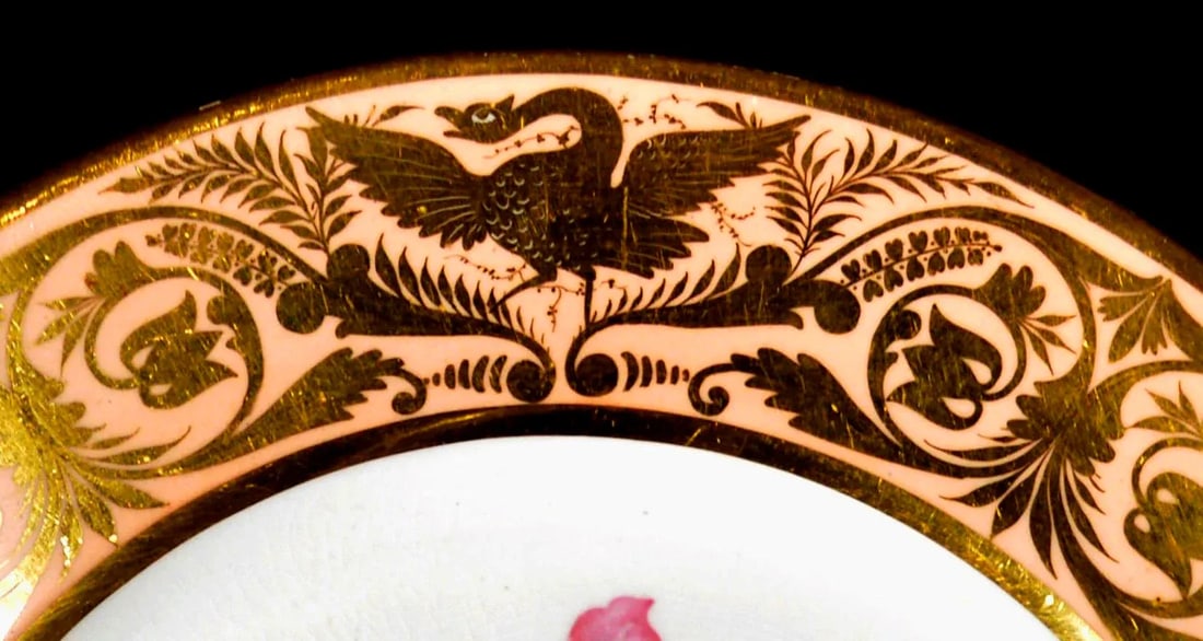 Antique Derby Porcelain Salmon Ground Plate, a Marsh Hibiscus, by John Brewer After William Curtis - 3