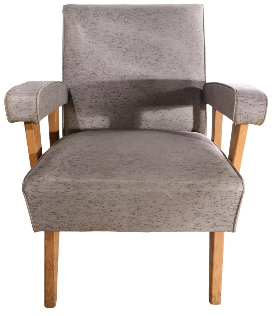 Mid Century Lounge Club Chair in Original Textured Vinyl Upholstery - 3