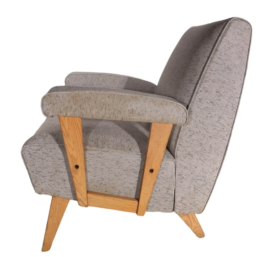 Mid Century Lounge Club Chair in Original Textured Vinyl Upholstery - 4