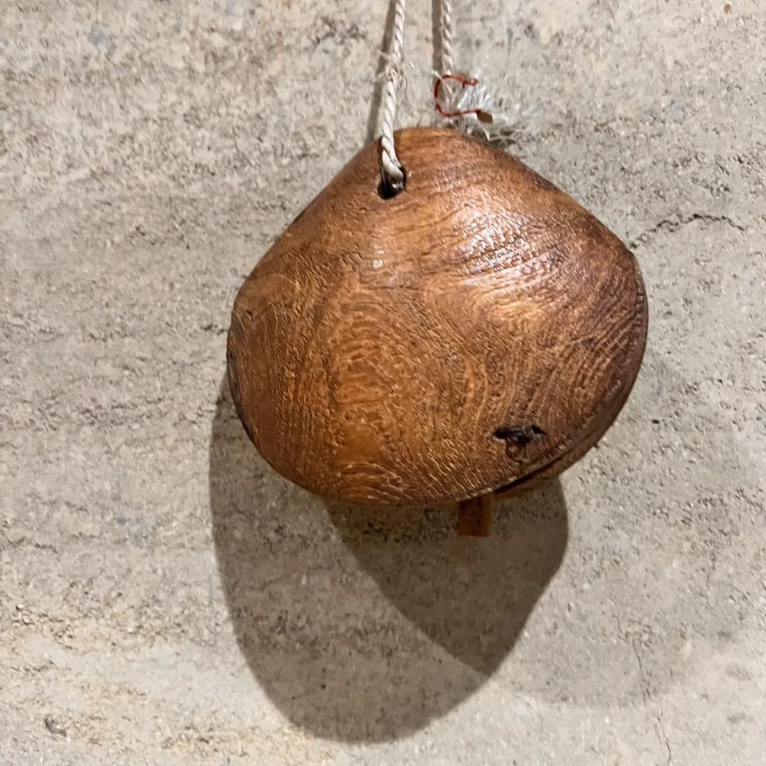 1930s Farmhouse Rustic Cow Bell Solid Oak Wood - 8