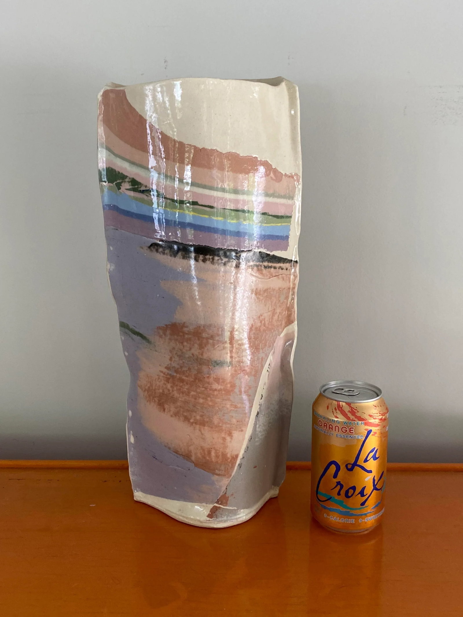 Vintage 1980s Large Abstract Studio Pottery Vase – Signed Kamrass/Kiok Nyc - 2