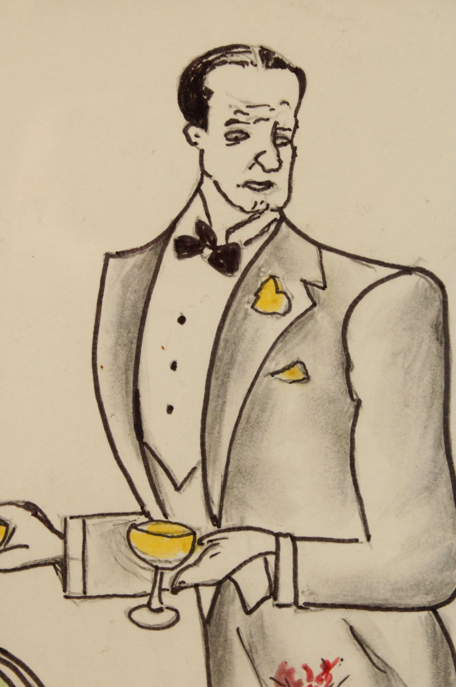 Vintage Art Deco Style Cafe Illustration, Signed - A Pair - 4