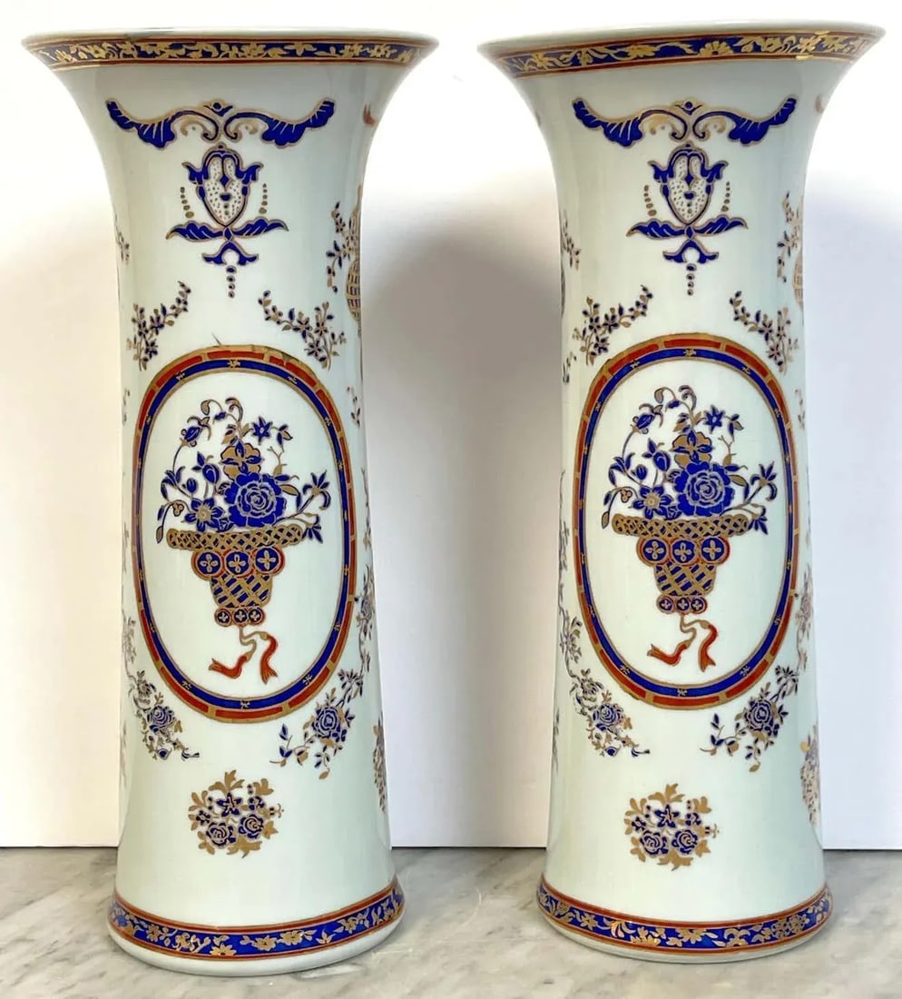 1950s French Samson Porcelain Chinese Export Style Garniture Set - 4 Pieces - 3