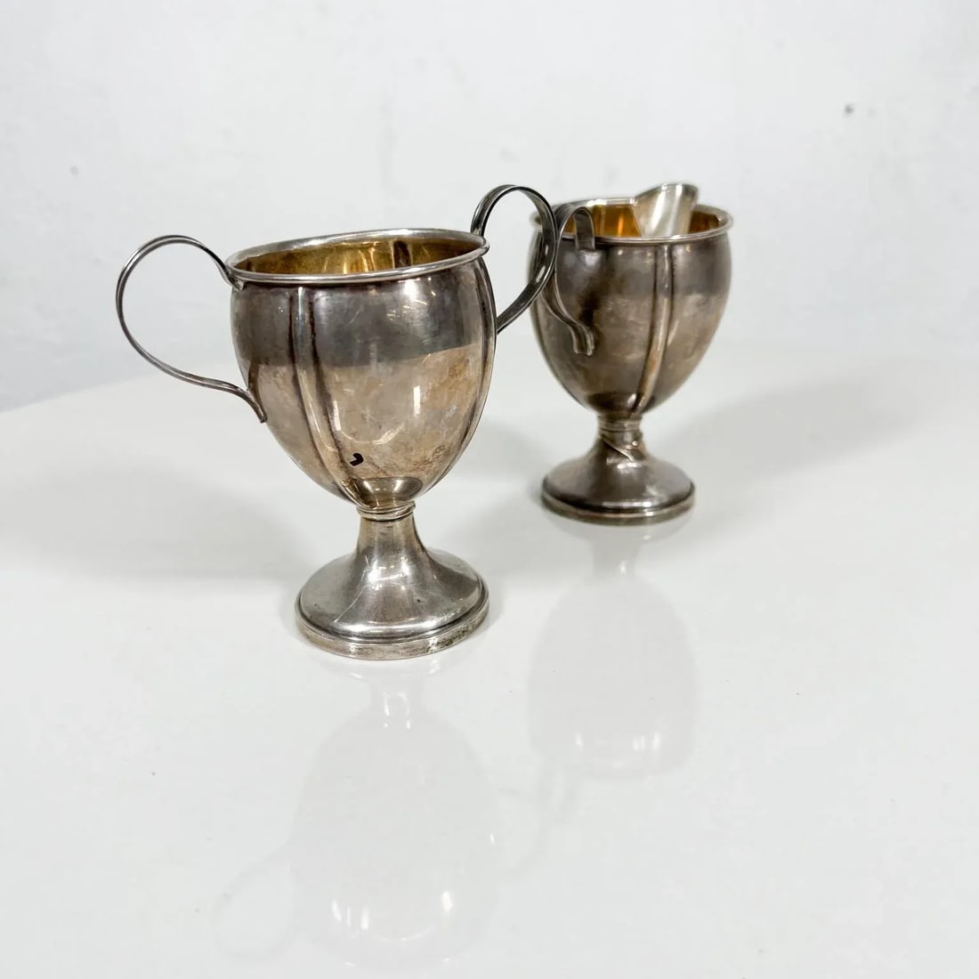 1940s M Fred Hirsch Mfh Elegant Sterling Silver Sugar Creamer Set - 2