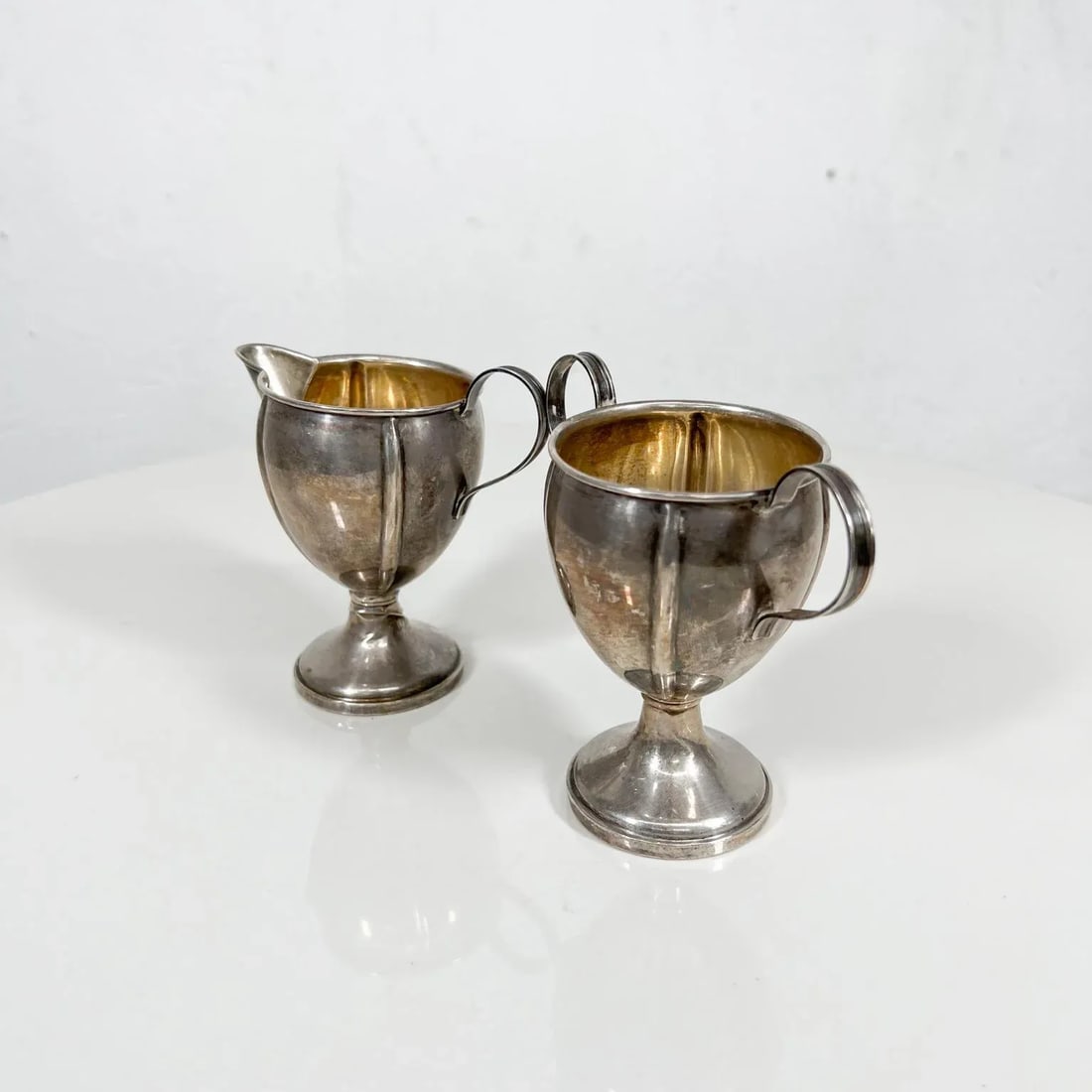 1940s M Fred Hirsch Mfh Elegant Sterling Silver Sugar Creamer Set - 3