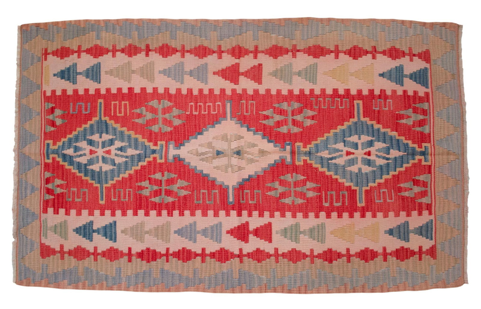 Vintage Turkish Handwoven Kilim Rug Boho Farmhouse Style Flat Weave Living Room Accent - 3"² - 4