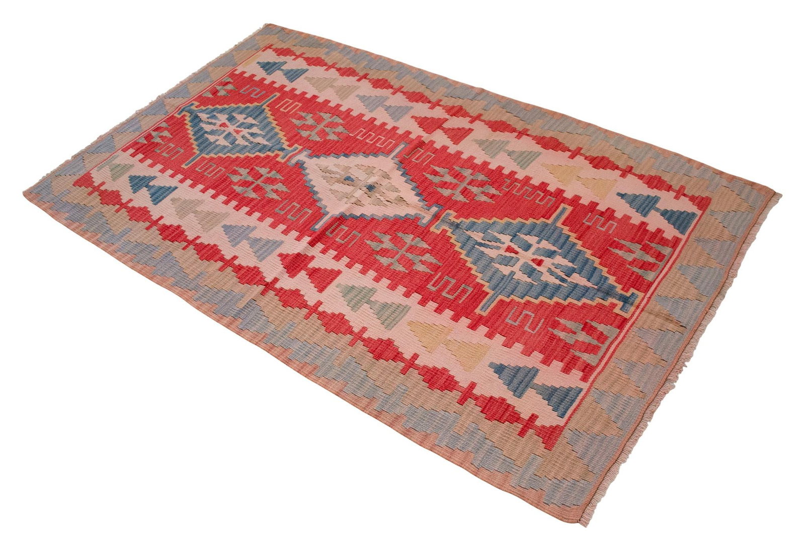 Vintage Turkish Handwoven Kilim Rug Boho Farmhouse Style Flat Weave Living Room Accent - 3"² - 7