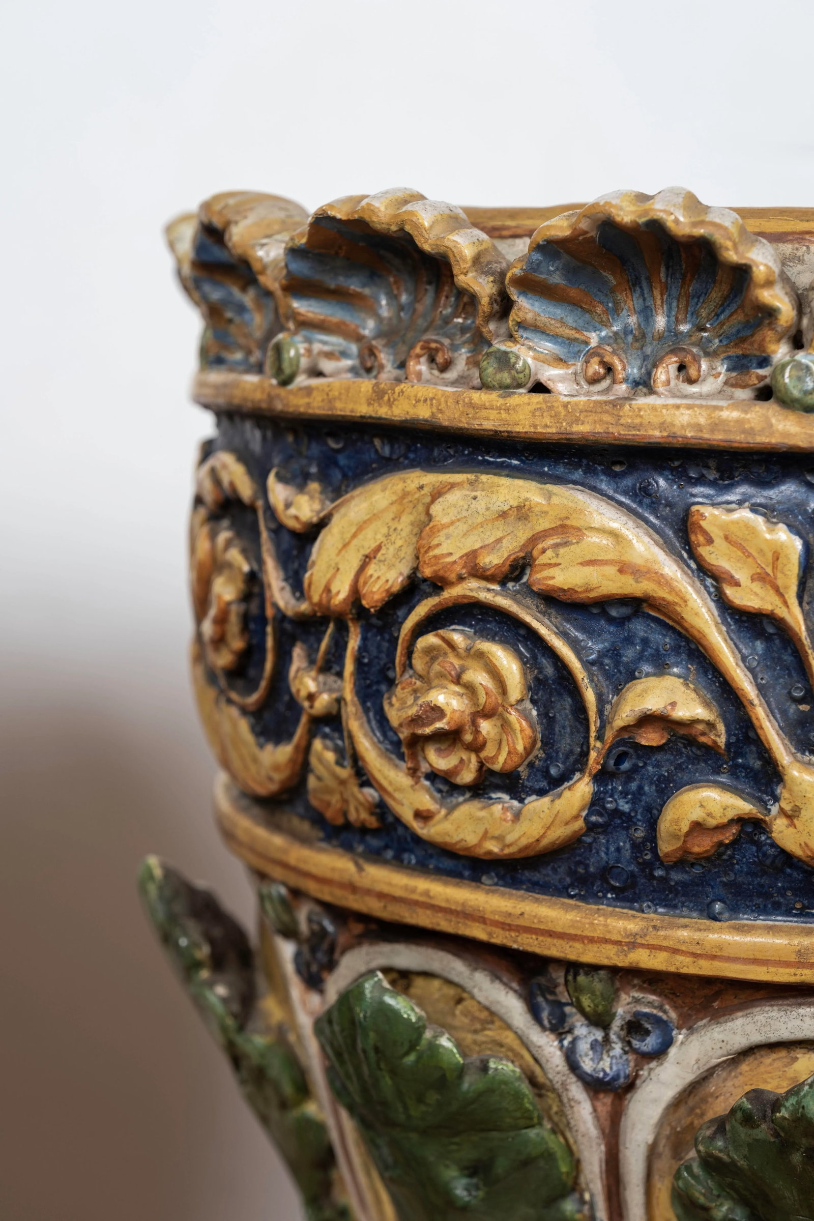 Pair of Italian Glazed Terracotta Urns or Planters - 4