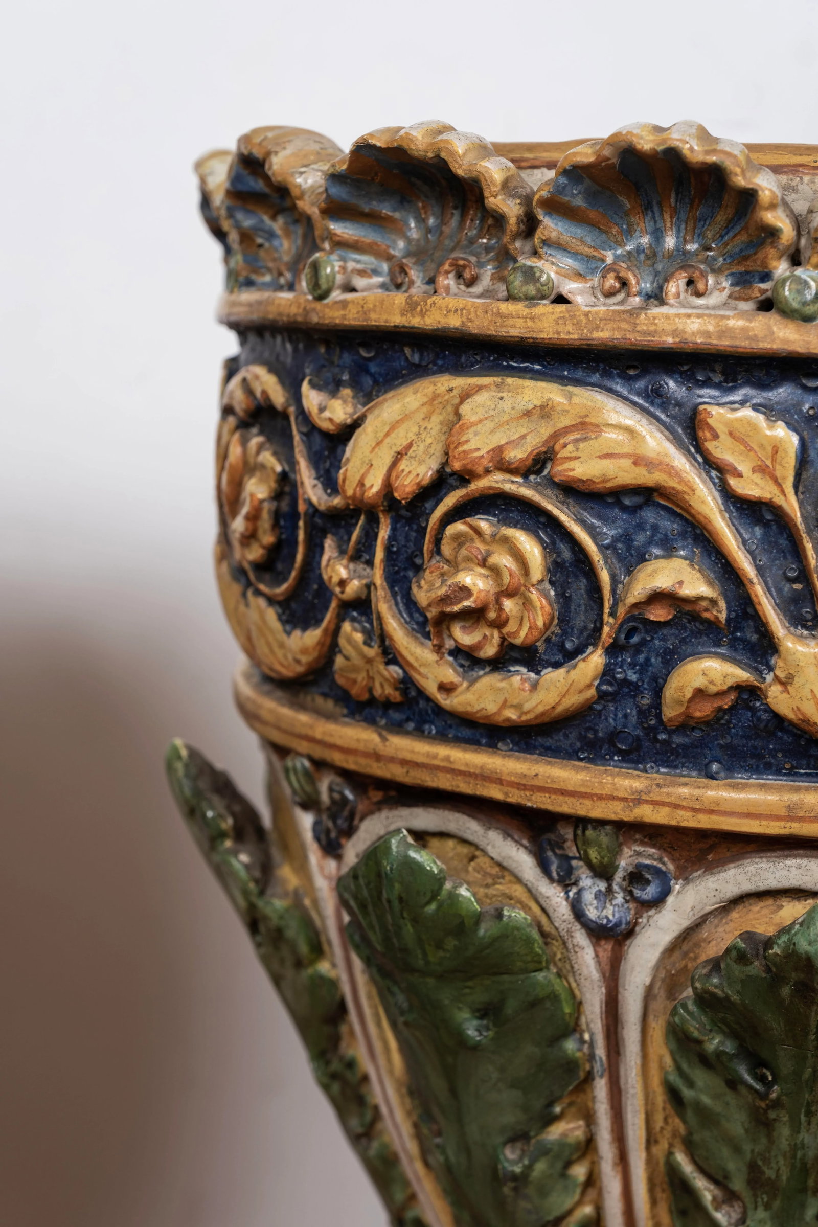 Pair of Italian Glazed Terracotta Urns or Planters - 5