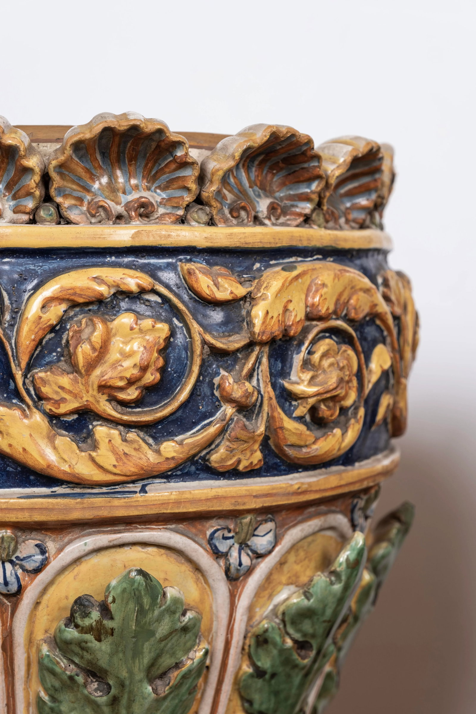 Pair of Italian Glazed Terracotta Urns or Planters - 8