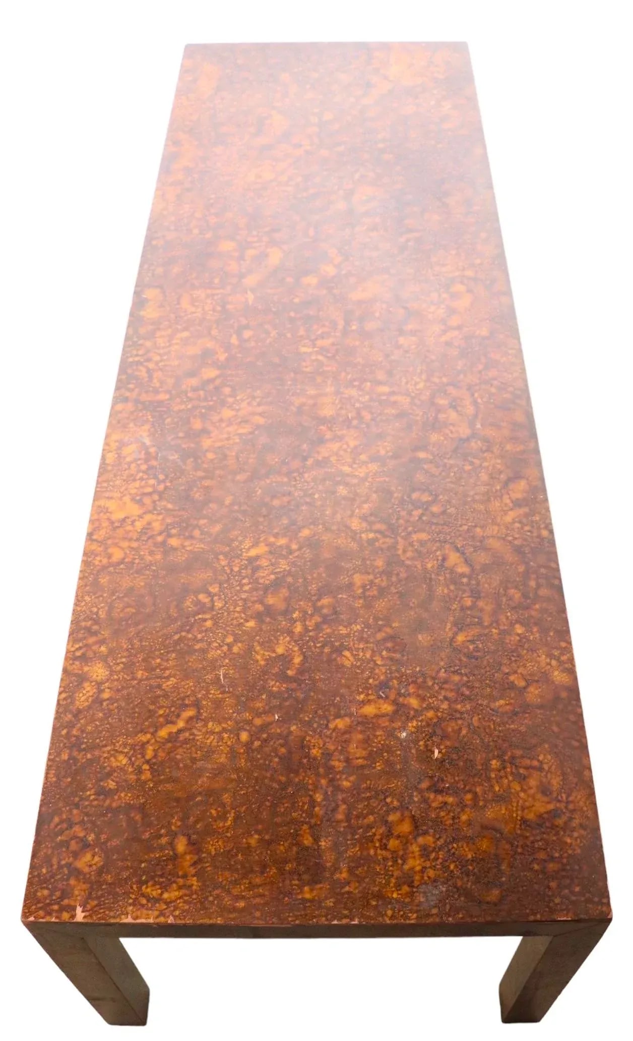 Brutalist Formica Faux Tortouse Shell Parsons Style Coffee Table C 1970's - 2