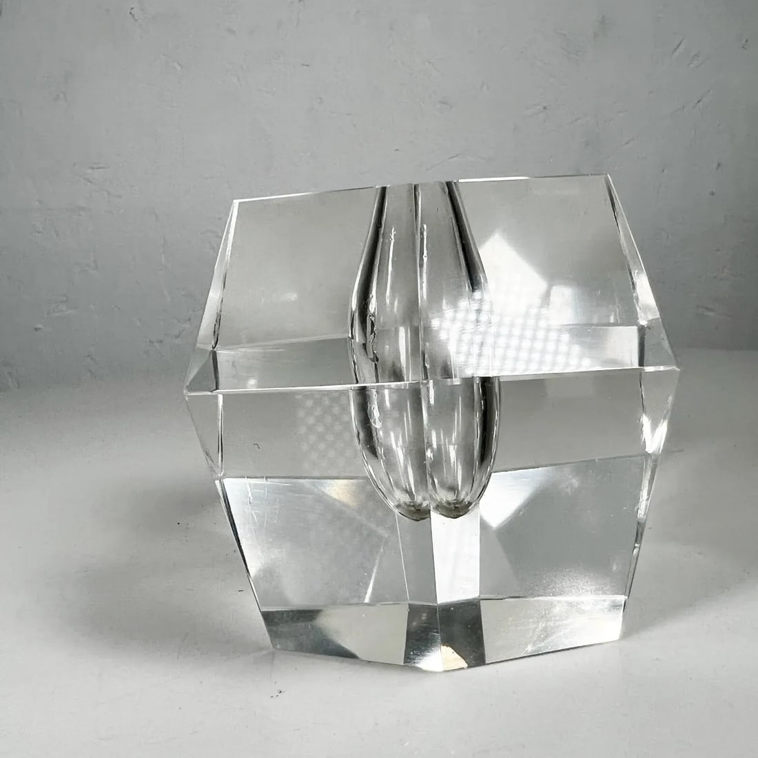 Faceted Crystal Orchid Bud Vase Art Glass Paperweight Iittala Timo Sarpaneva - 3