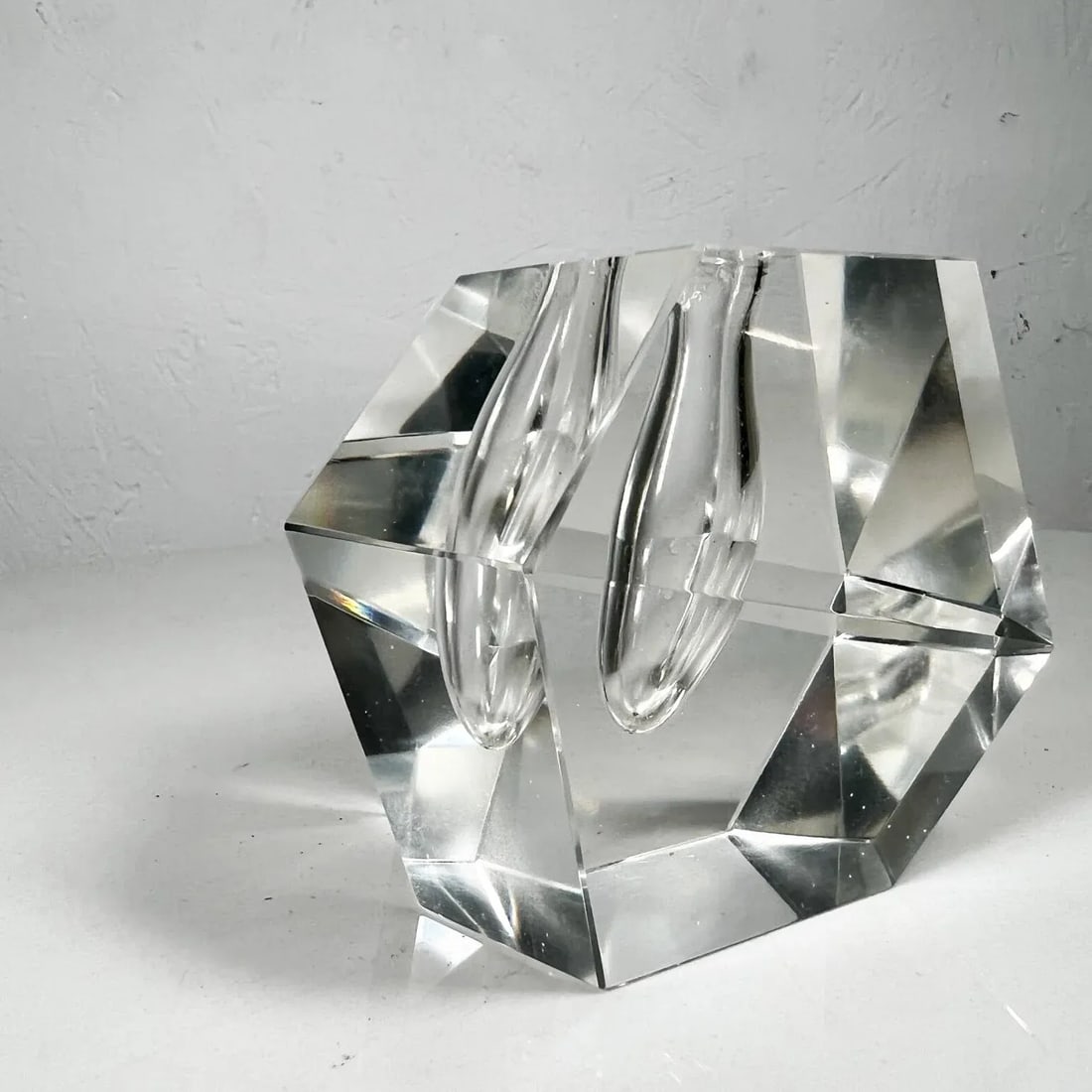 Faceted Crystal Orchid Bud Vase Art Glass Paperweight Iittala Timo Sarpaneva - 4