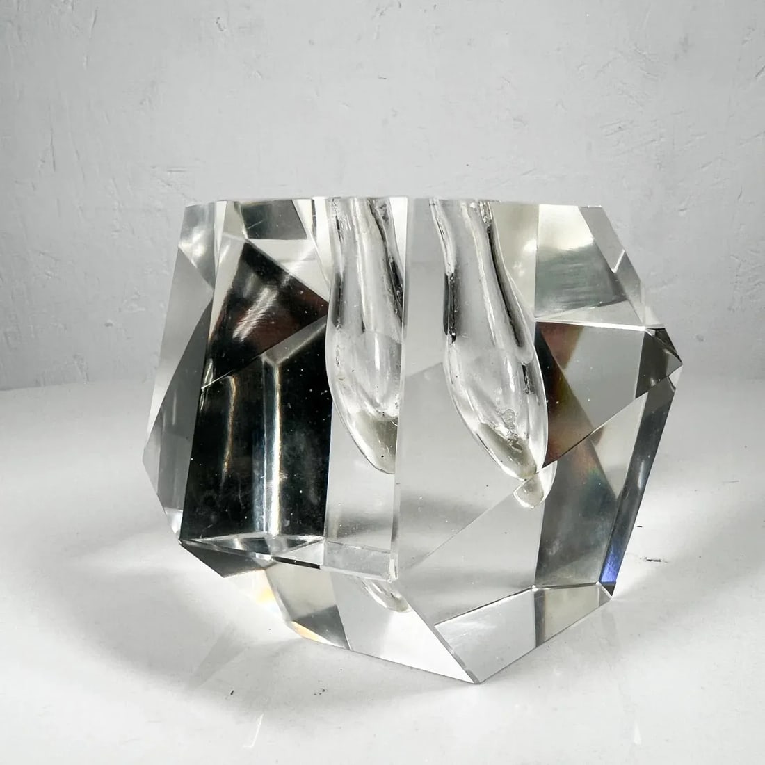 Faceted Crystal Orchid Bud Vase Art Glass Paperweight Iittala Timo Sarpaneva - 5