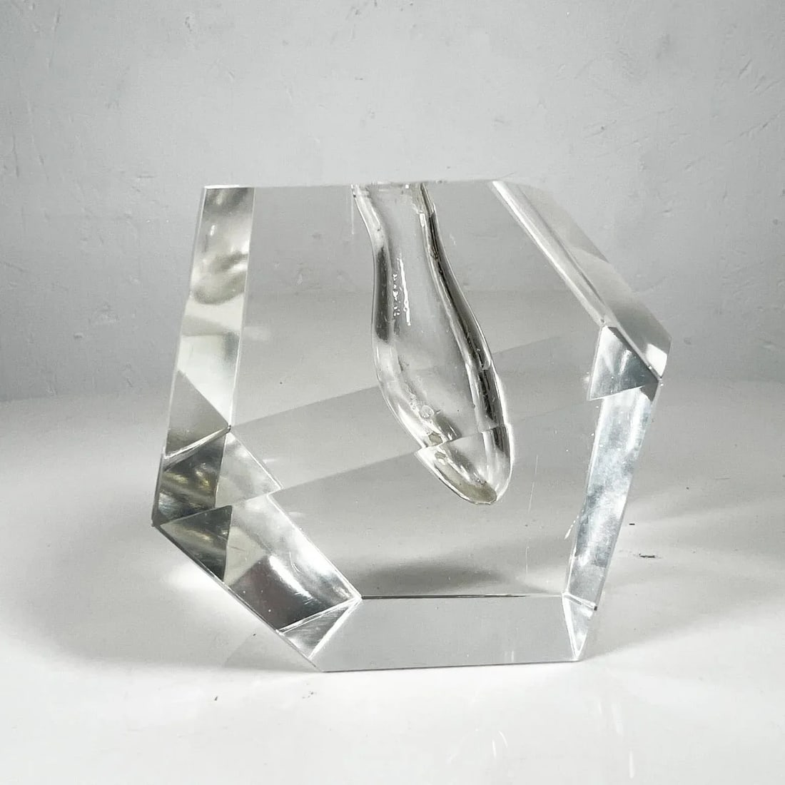 Faceted Crystal Orchid Bud Vase Art Glass Paperweight Iittala Timo Sarpaneva - 6