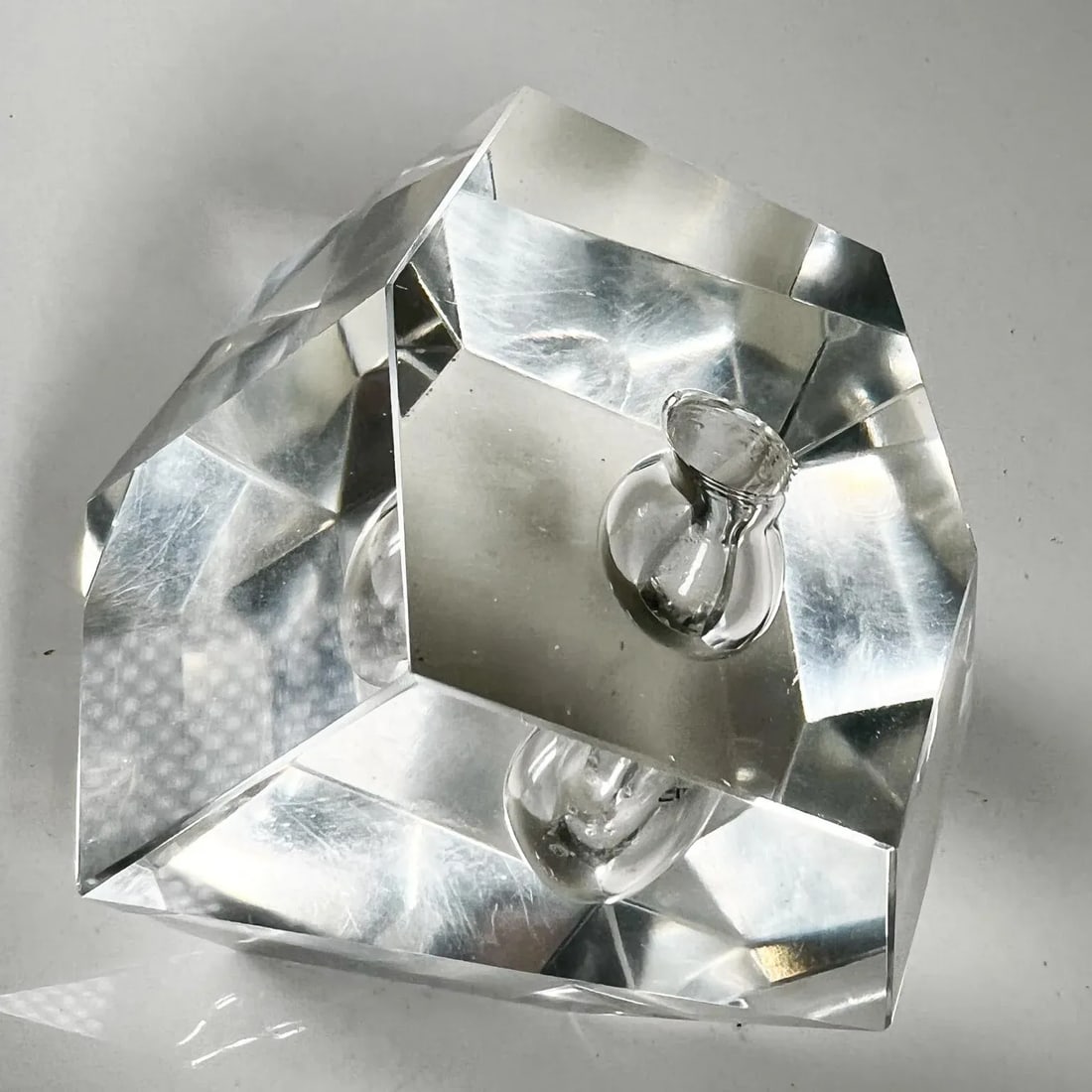 Faceted Crystal Orchid Bud Vase Art Glass Paperweight Iittala Timo Sarpaneva - 7