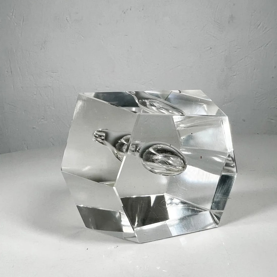 Faceted Crystal Orchid Bud Vase Art Glass Paperweight Iittala Timo Sarpaneva - 8