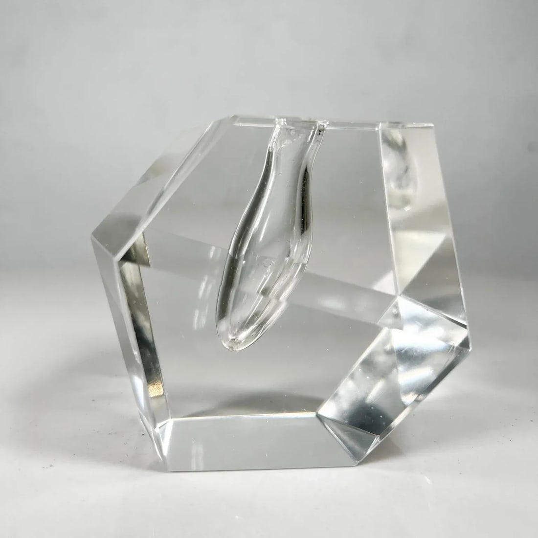 Faceted Crystal Orchid Bud Vase Art Glass Paperweight Iittala Timo Sarpaneva - 9
