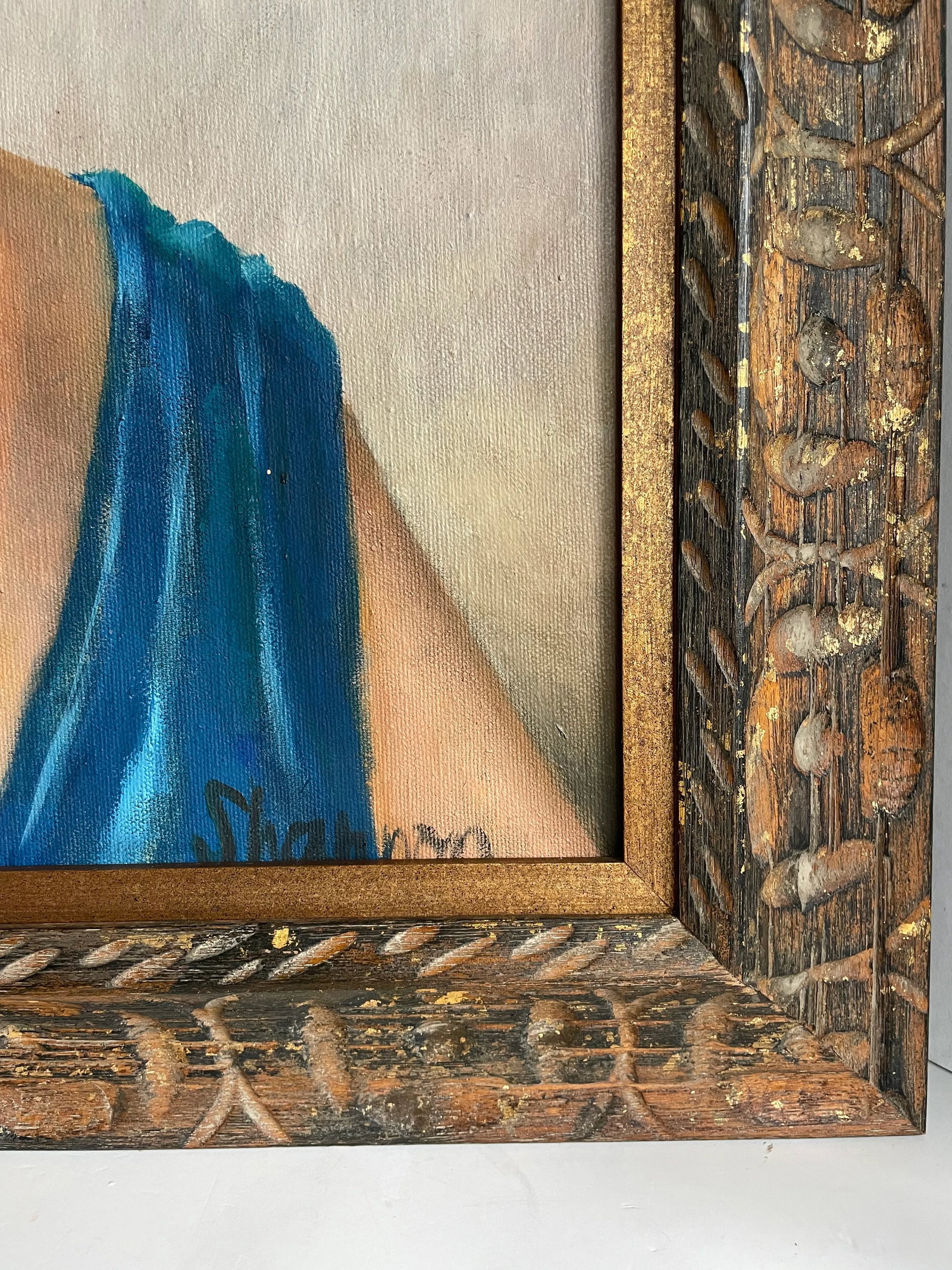 1968 Original Framed Female Portrait Painting Signed Shannon - 3