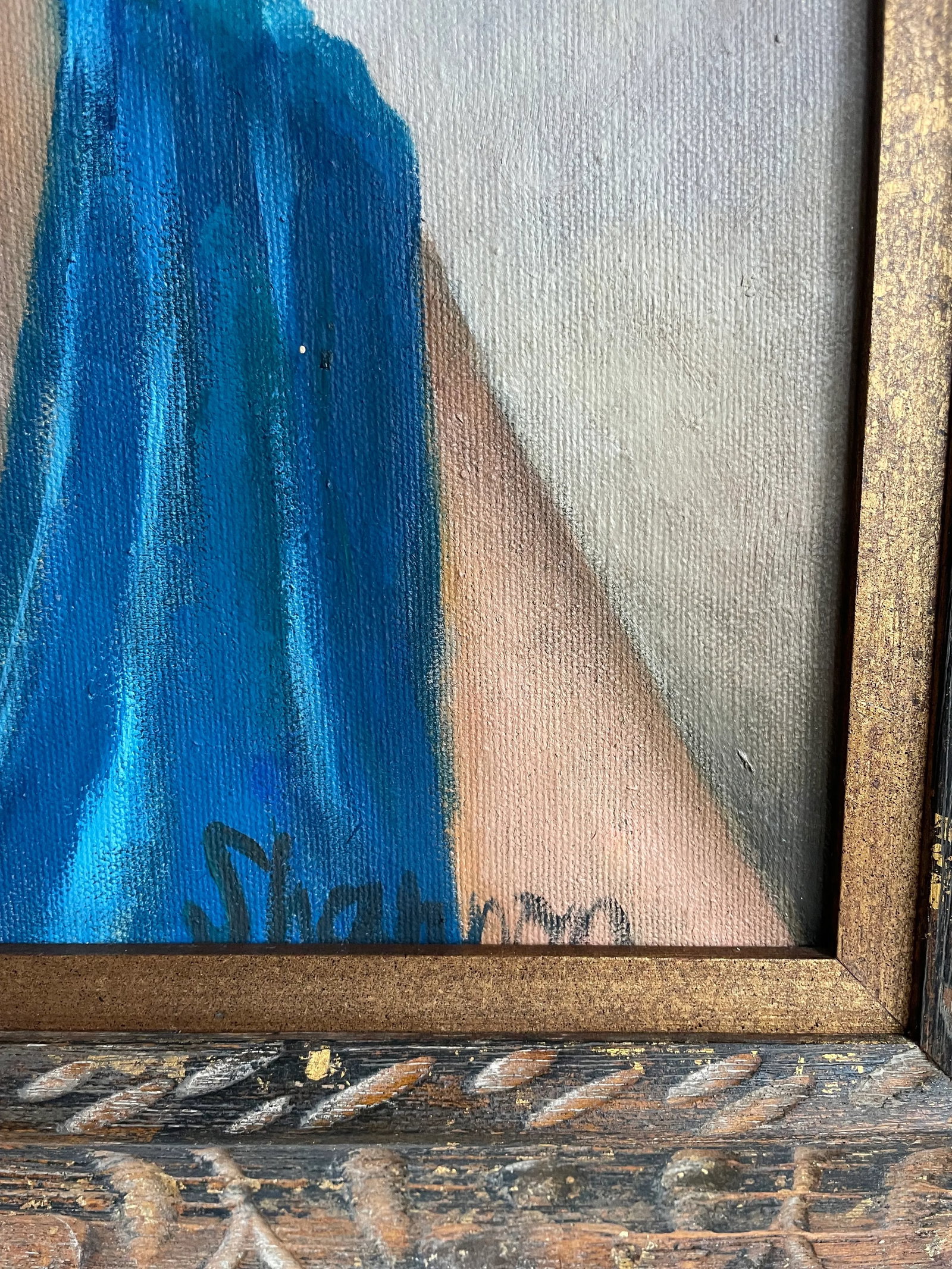 1968 Original Framed Female Portrait Painting Signed Shannon - 4