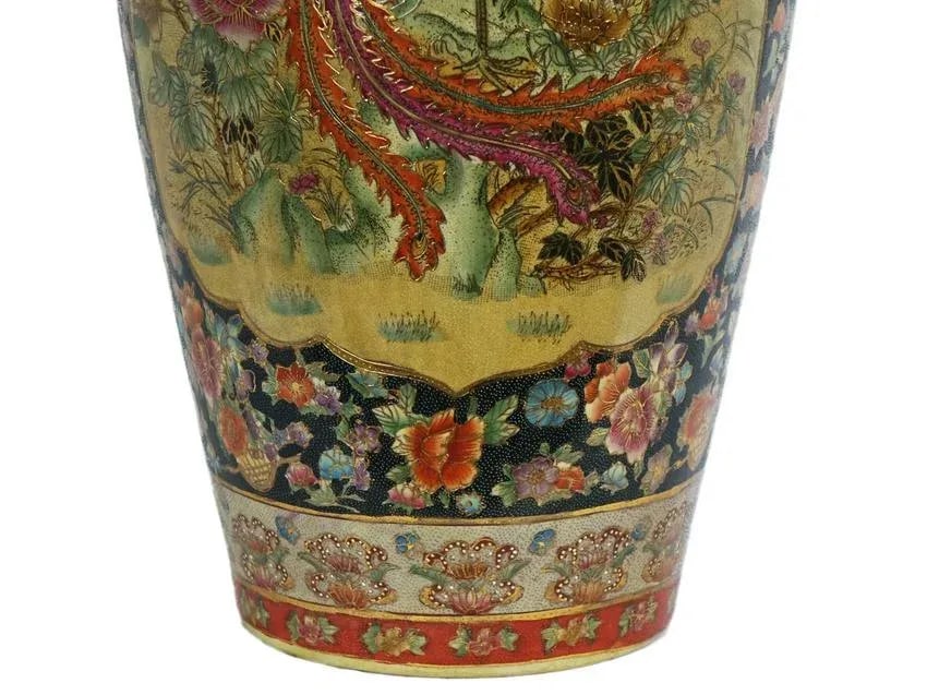 19th Century Tall Japanese Floral Porcelain Vase - 2