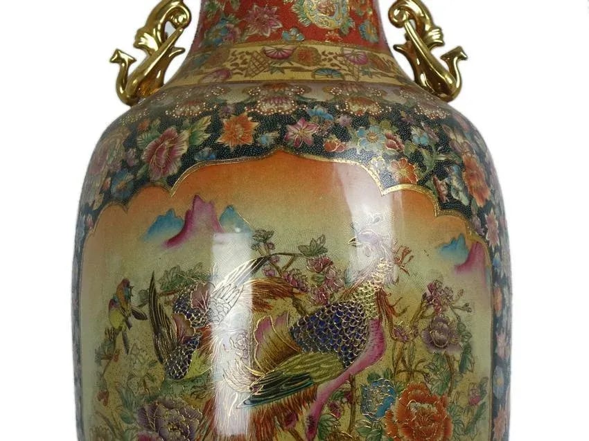 19th Century Tall Japanese Floral Porcelain Vase - 4
