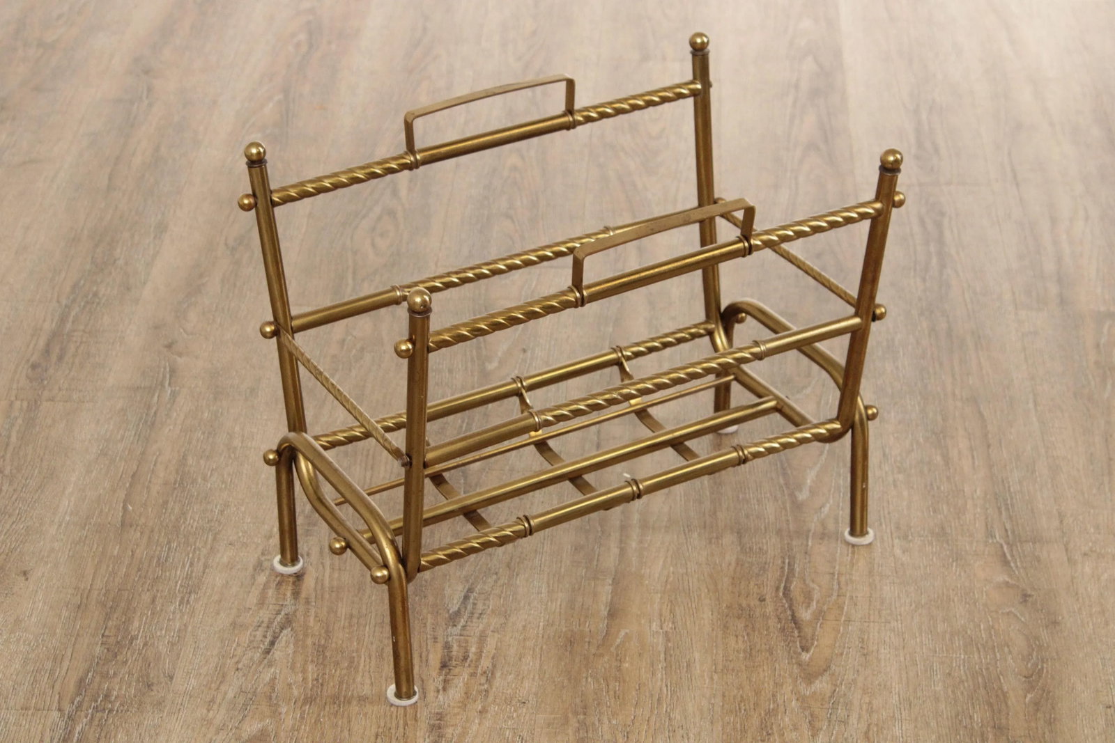 Vintage Hollywood Regency Brass Magazine Rack - 2