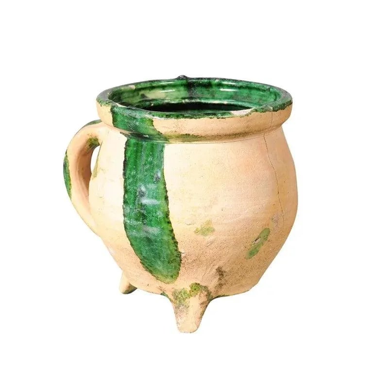 19th Century French Provincial Pottery Cooking Pot with Partial Green Glaze - 2