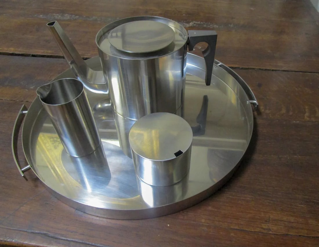 Mid-Century Modern Stainless Steel Tea Service by Arne Jacobsen for Stelton - 7