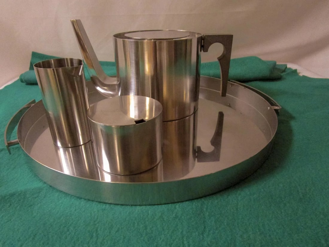 Mid-Century Modern Stainless Steel Tea Service by Arne Jacobsen for Stelton - 9