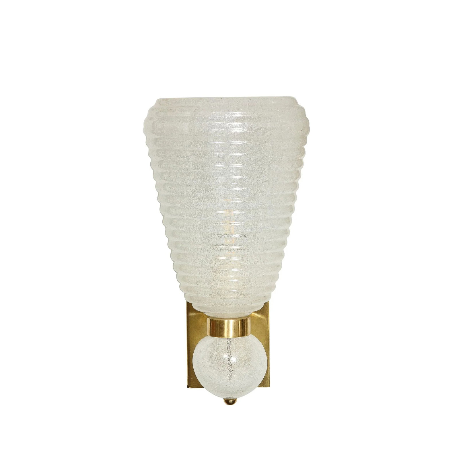 21st Century Modernist Handblown Ribbed Murano Sconces With 24 Karat White Gold Flecks - 2