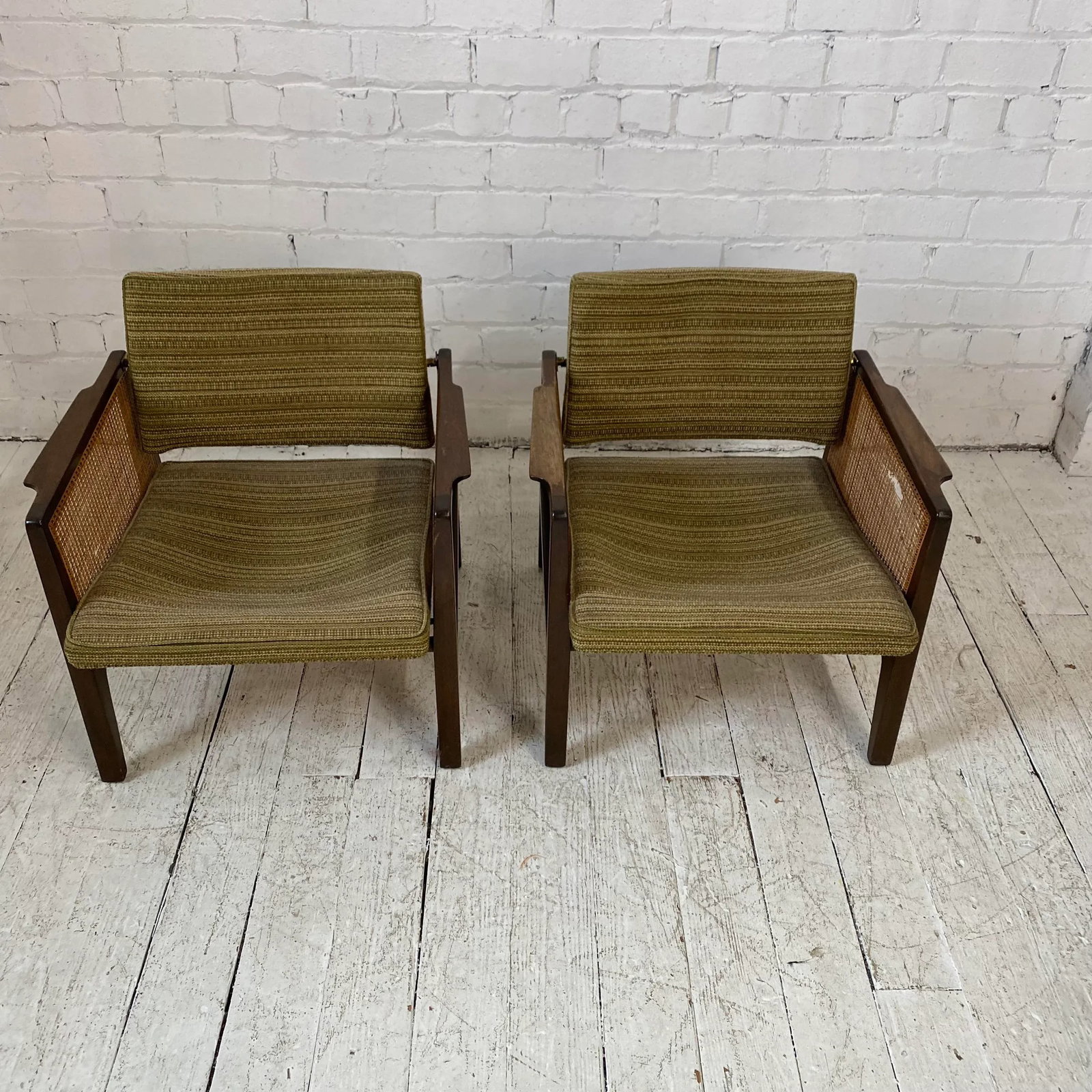 Pair of Cane Sided Lounge Chairs by Edward Wormley for Dunbar - 3